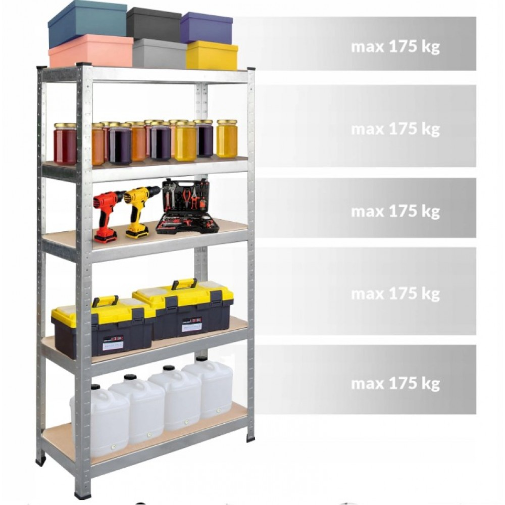 Стелаж складський Siker розбірний металевий з 5 полицями МДФ по 175 кг для зберігання 180х90х40 см (10457338) - фото 4