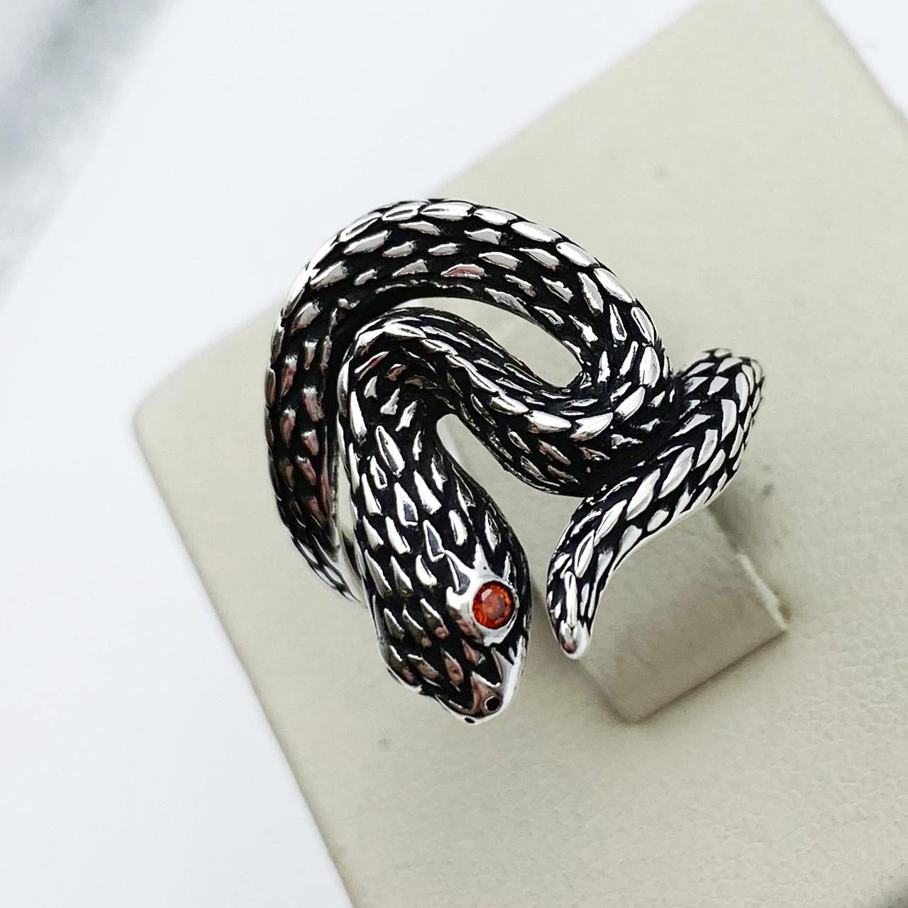 Кольцо серебряное Змея с кубическим цирконием р. 16,5 4,66 г (1922862005)