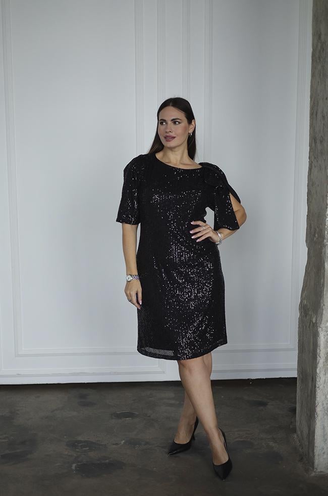 Платье женское Lipar мини с бантом в пайетку р. 46 Черный (3751/30674423) - фото 4 Платье женское Lipar мини с бантом в пайетку р. 46 Черный (3751/30674423) - фото 4