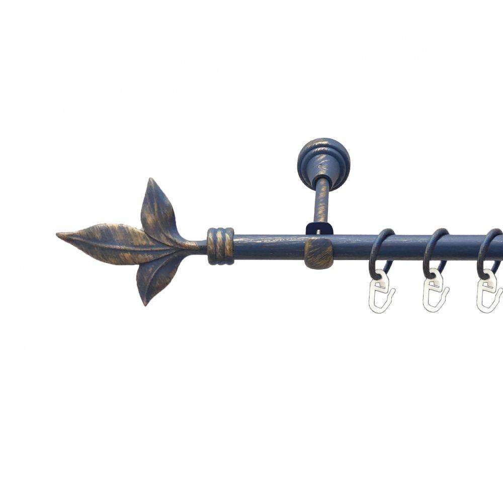 Карниз металлический Orvit Лист Лилии однорядный открытый/гладкая труба/кольцо металлическое Голубь Золотая 16 мм 240 см (00-00009144)