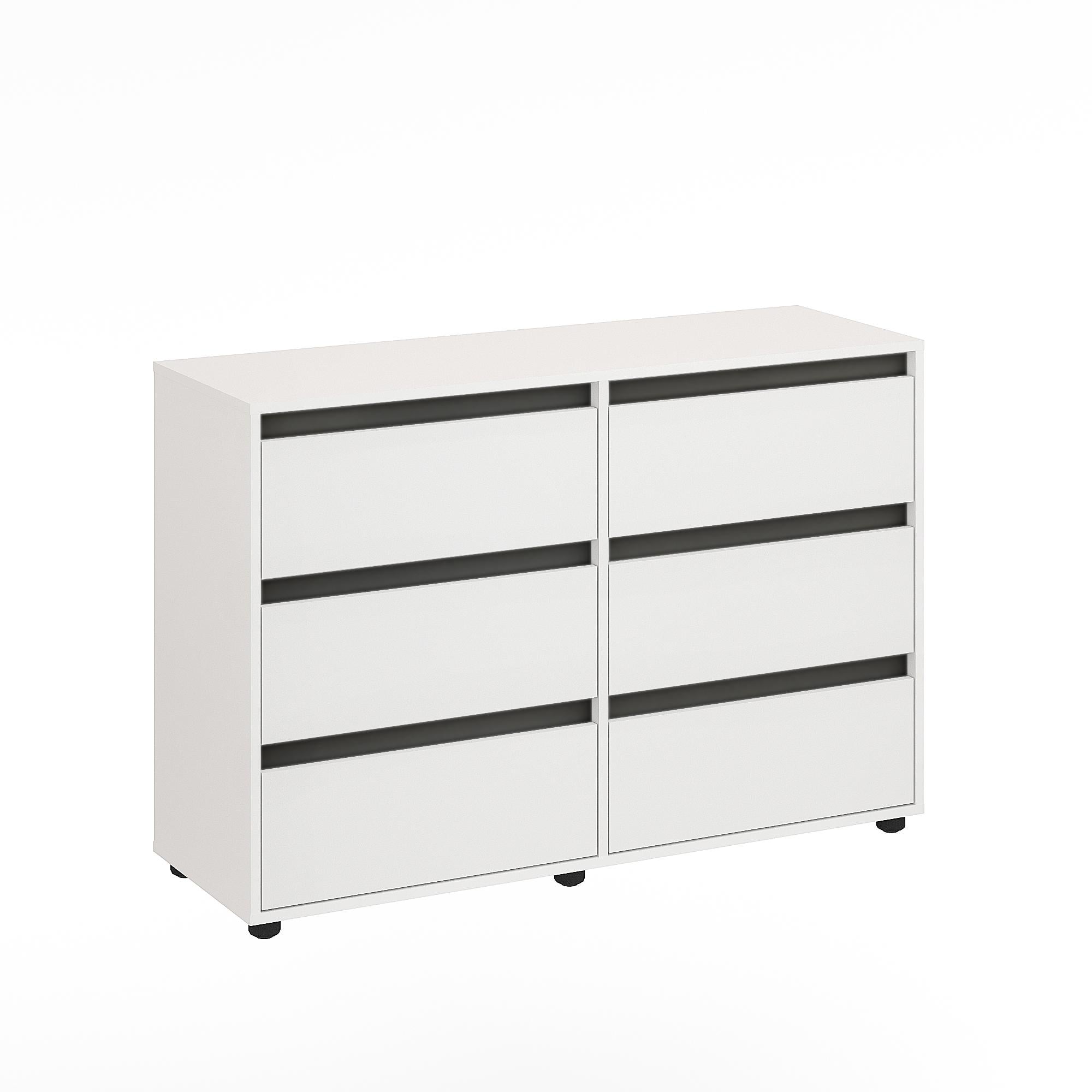 Комод KOMTO Linoa 6S с 6 выдвижными ящиками 810х400х1200 мм Белый (p-186-1928)