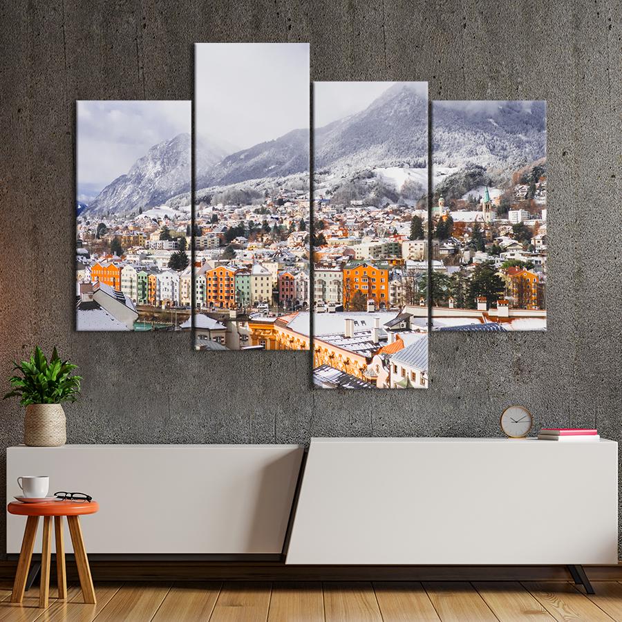Картина город Архитектура города Иннсбрук в Австрии 149x106 см (A762-4)