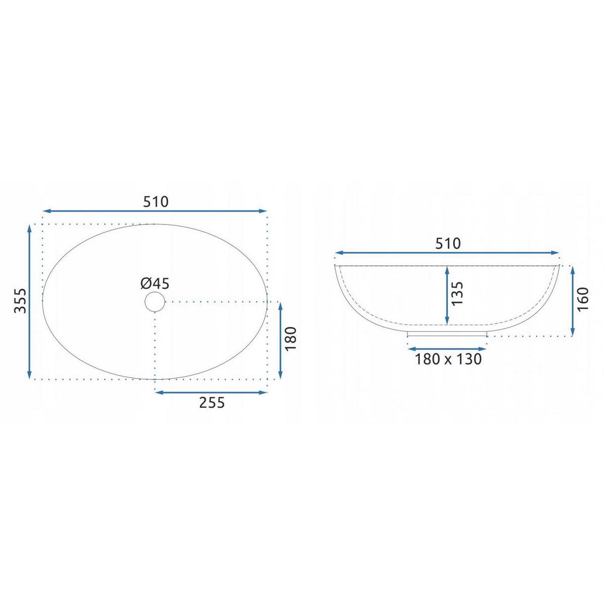 Умывальник накладной REA Frost REA-U5071 510x355x160 мм Черный (170722) - фото 7