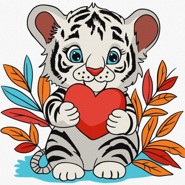 Картина по номерам Ideyka Чудесный тигренок 25х25 см (Id-KHO6259)