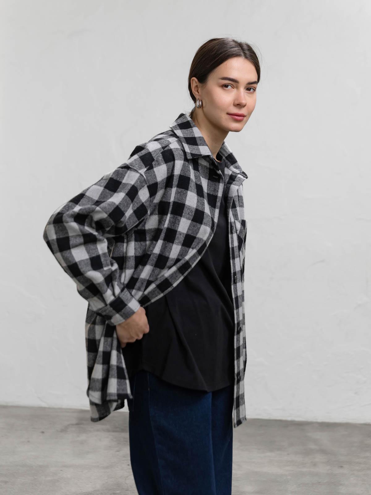 Сорочка жіноча байкова в клітинку FROMUS L Чорний (9513-2) - фото 5 Сорочка жіноча байкова в клітинку FROMUS L Чорний (9513-2) - фото 5