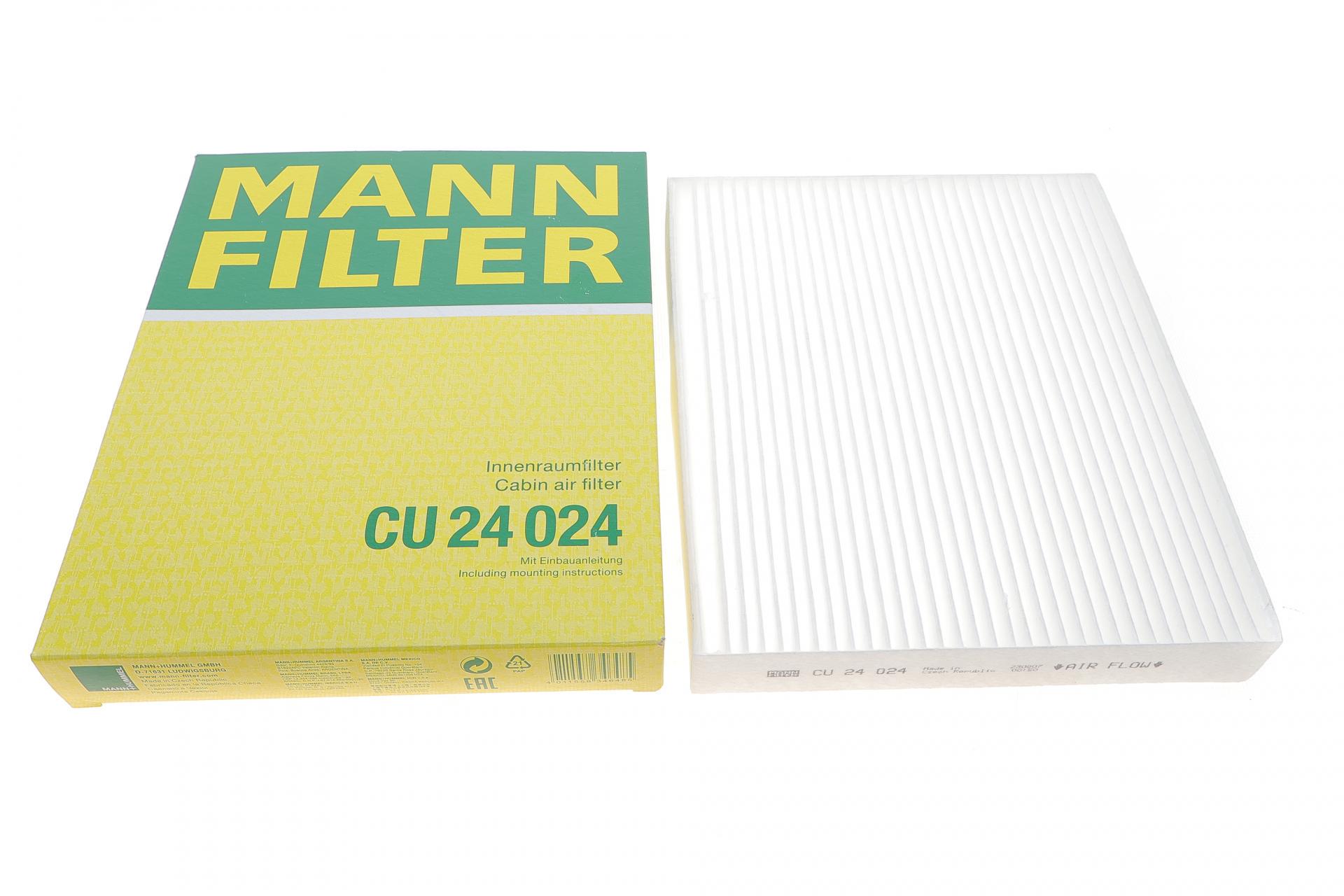 Фильтр салона Mann-Filter для Hyundai Tucson 15-/Kia Sportage IV 16- (CU 24 024)