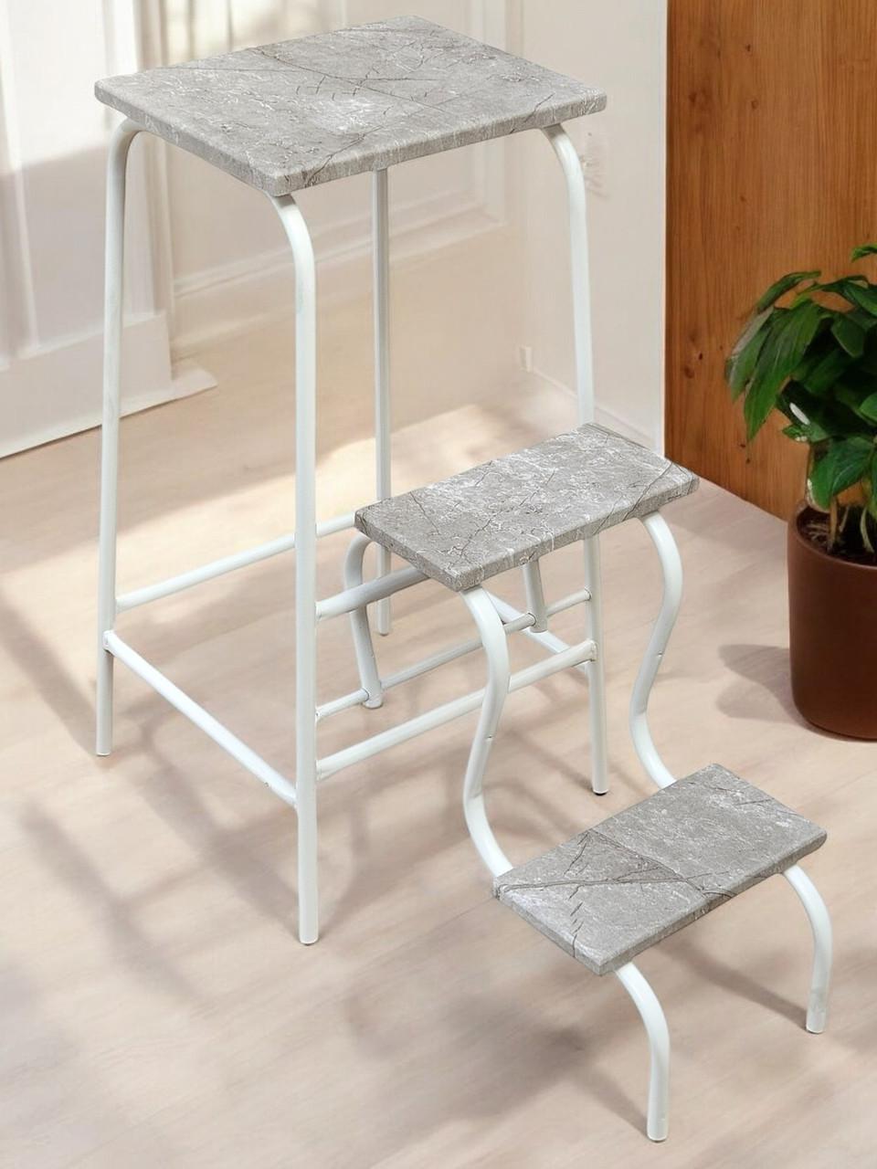 Табурет зі сходами Наша Ковка 65 см Білий (20981797)