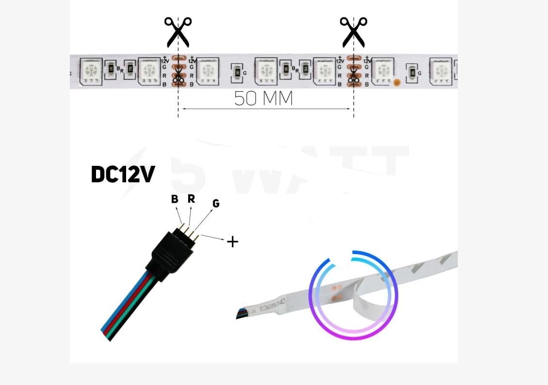 Светодиодная клейкая лента RGB пульт 5 м 12 В 2 А - фото 5