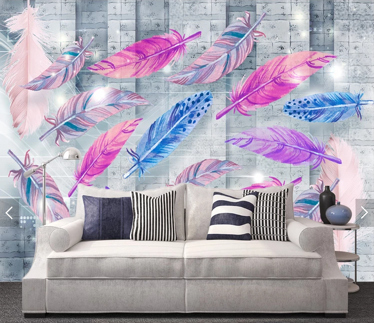 Фотообои флизелиновые абстракция для спальни/зала/кухни Розовые перья