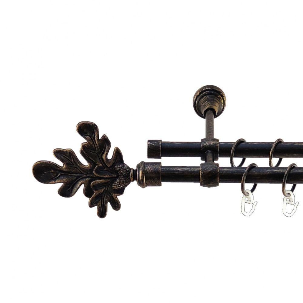 Карниз для штор Orvit Листок двухрядный гладкий 240 см Черный/Золотой (5468278)