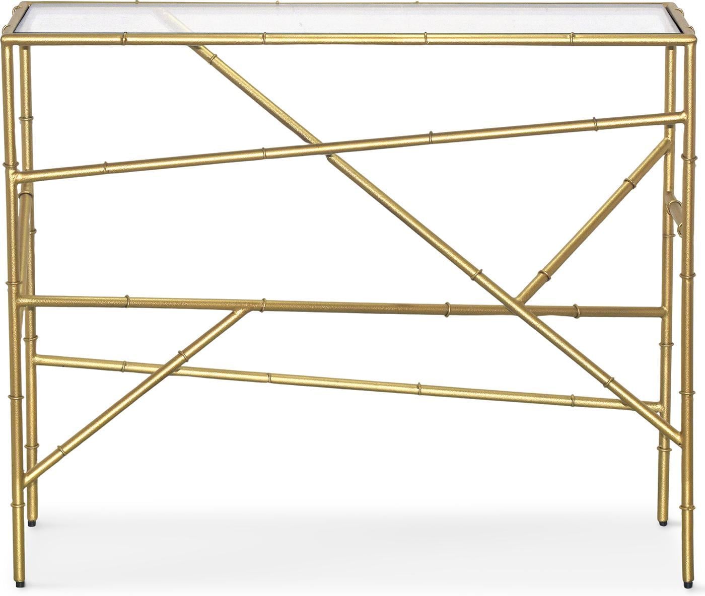 Консольный стол Vela 90х30 см Clear glass top brass antique finish (16083)