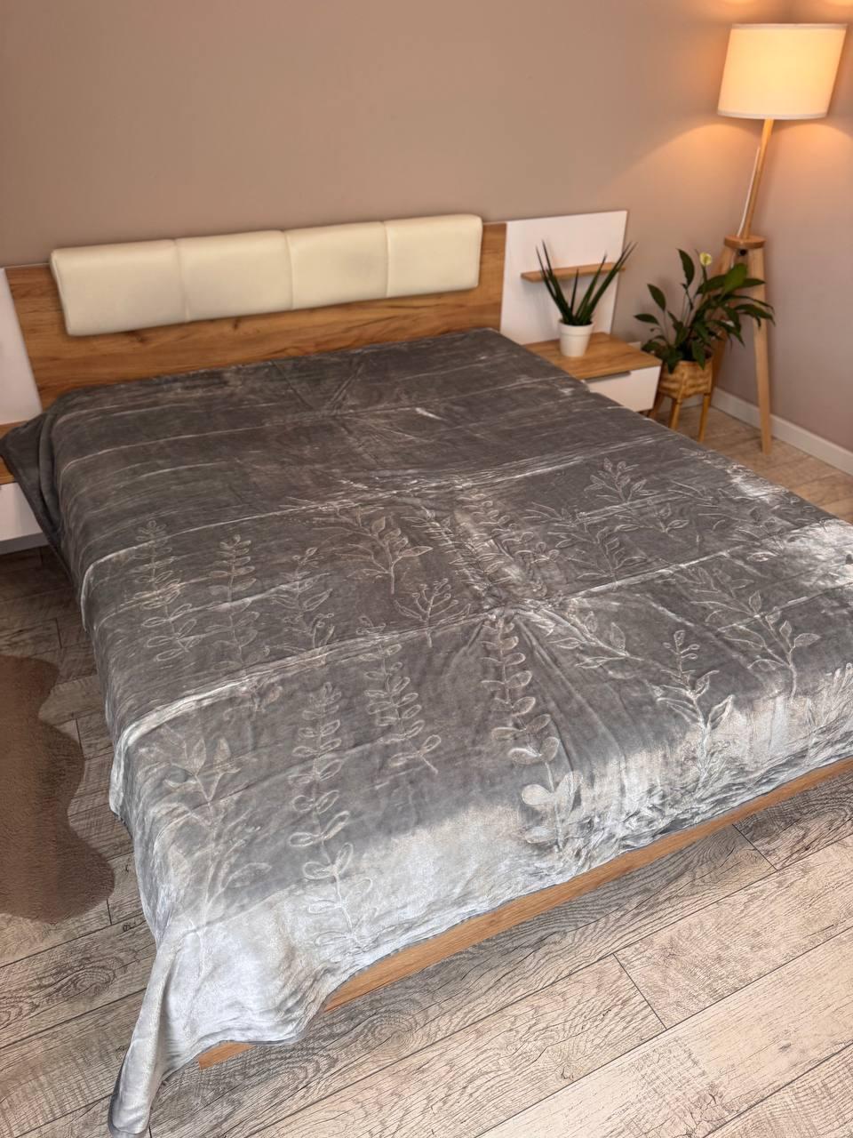 Велюровый Плед евро 200х230 см Серый (П4К-al-hutr25-004)