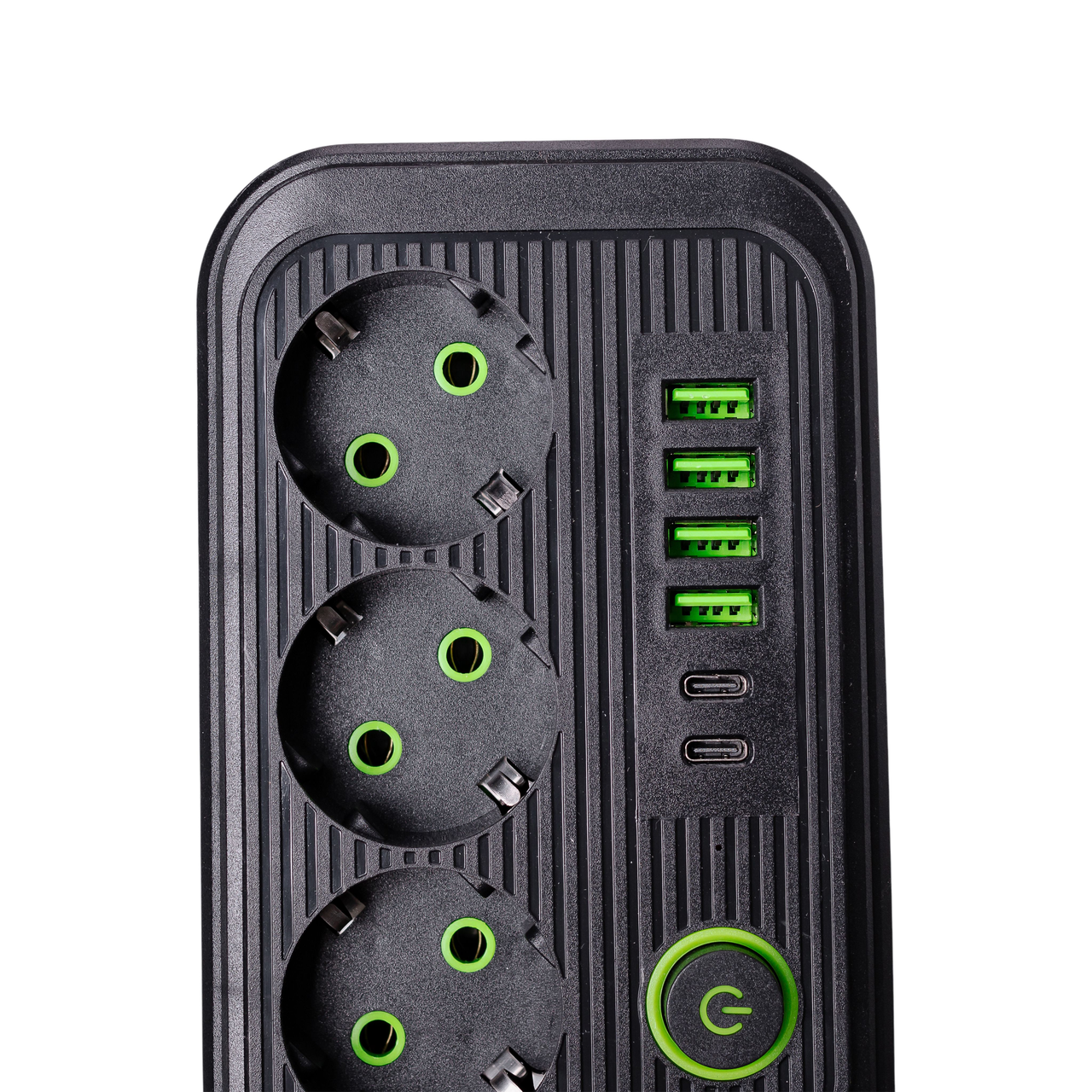 Подовжувач HP-5-22 F16 на 3 розетки 4 usb 2 type-c та кнопкою відключення 4,75 м Чорний (7440) - фото 5