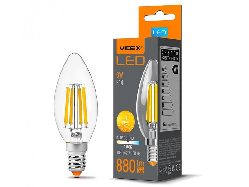 Світлодіодна лампа Videx C37F Filament 6W E14 4100K (VL-C37F-06144) Світлодіодна лампа Videx C37F Filament 6W E14 4100K (VL-C37F-06144)