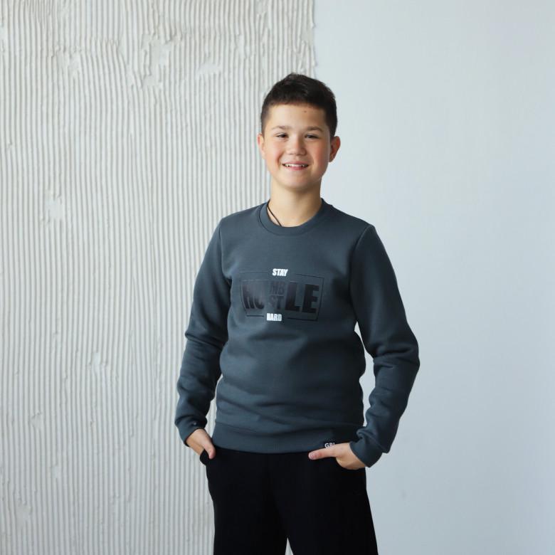 Світшот підлітковий для хлопчика GBI TEENS Stay 140 см Сірий (13767)