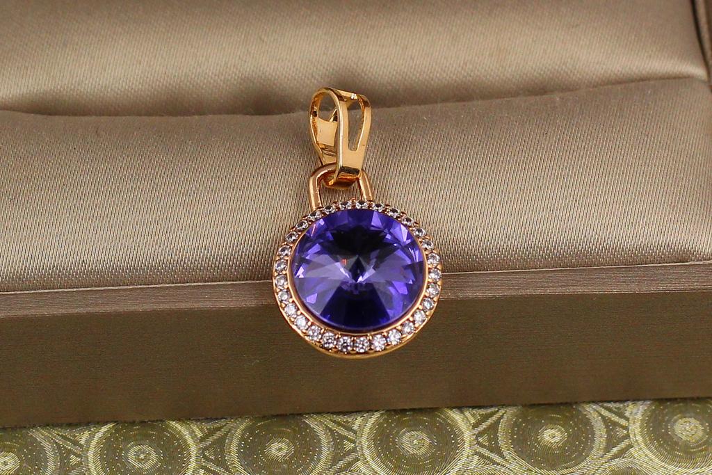 Кулон Xuping Jewelry Романс із фіолетовим каменем 1,4 см Золотистий (31981605)