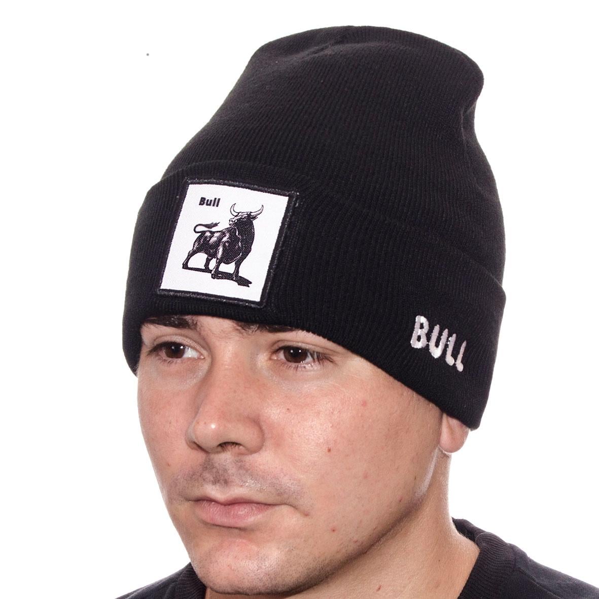 Шапка с шевроном Bull L21024 р. 57-58 Черный