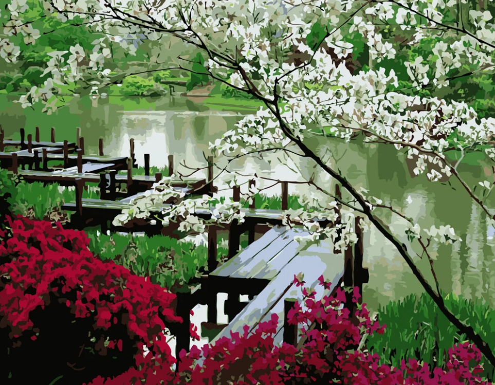 Картина по номерам Strateg Мост над рекой 40x50 см (GS451)