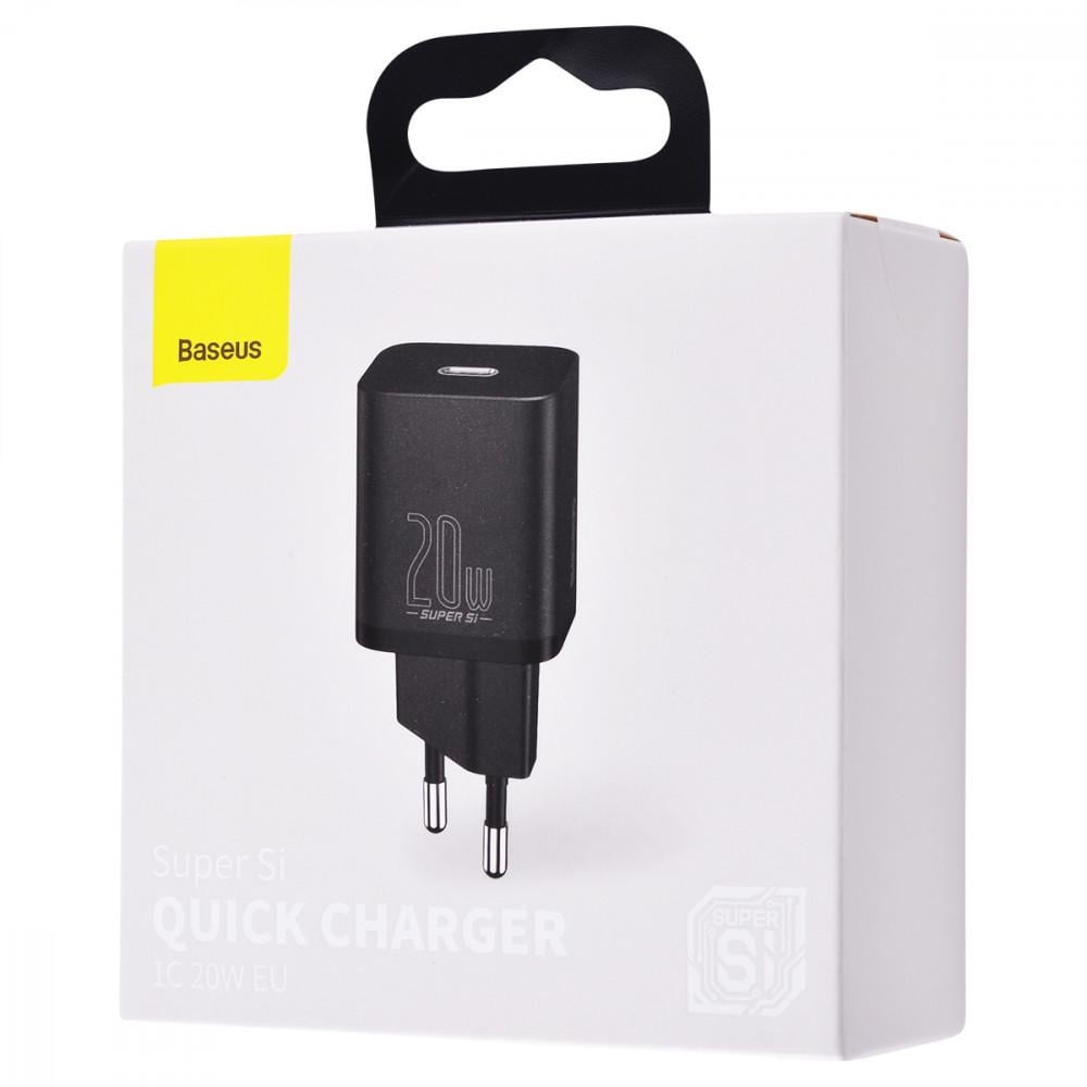 Блок питания BASEUS для быстрой зарядки Type-C 20W Super Silicone PD Charger Black (CCSUP-B01) - фото 8