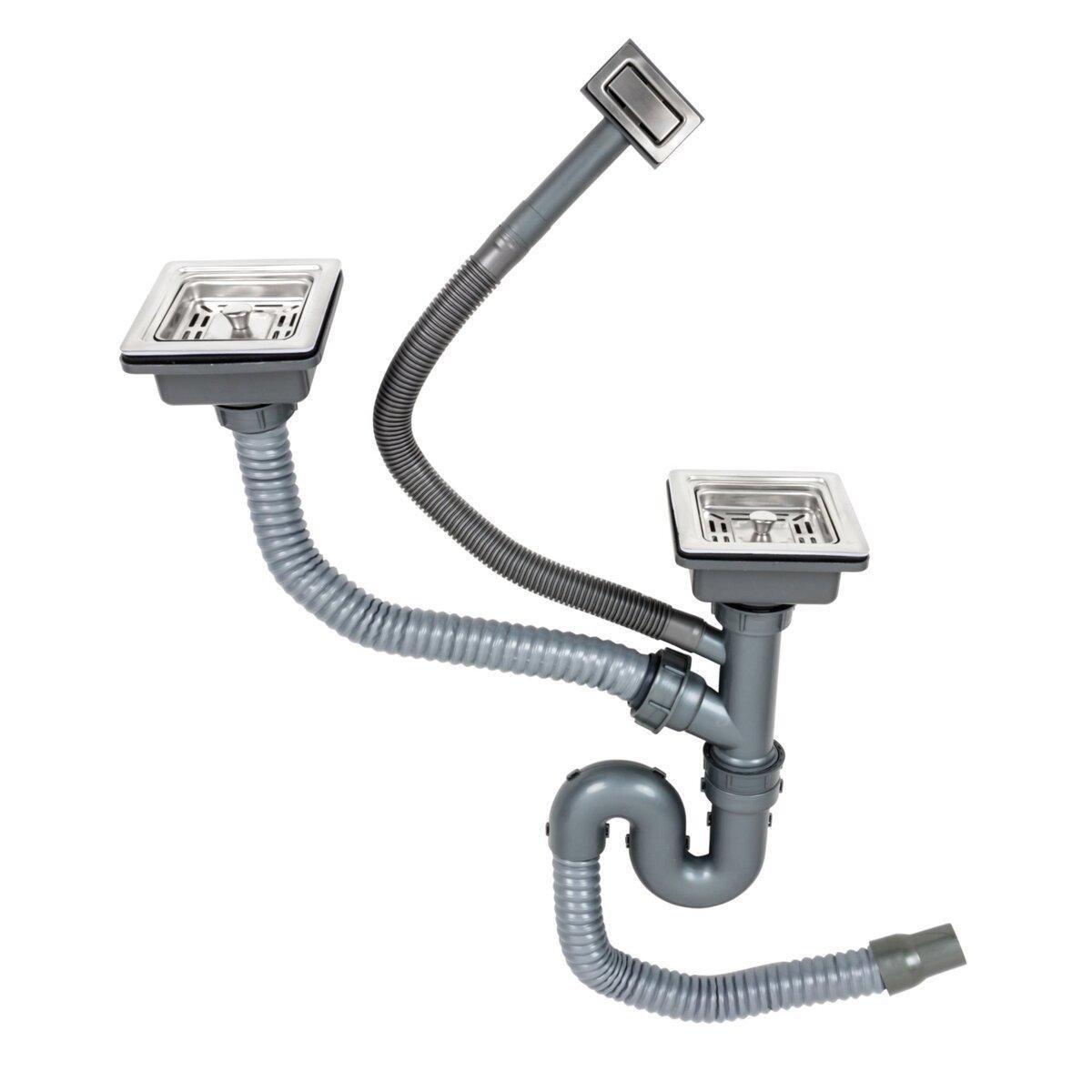 Сифон двойной Platinum для моек Handmade из нержавеющей стали (PLTM-SP000037039)