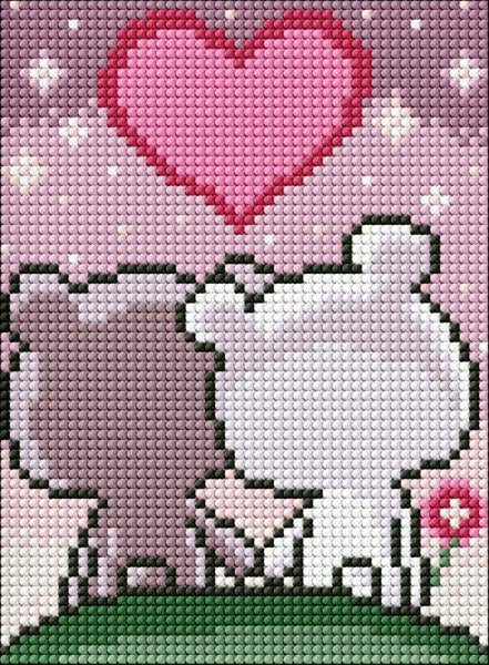 Алмазная мозаика без подрамника Ideyka Влюбленные медвежата 15х20 см (Id-AMM1039)