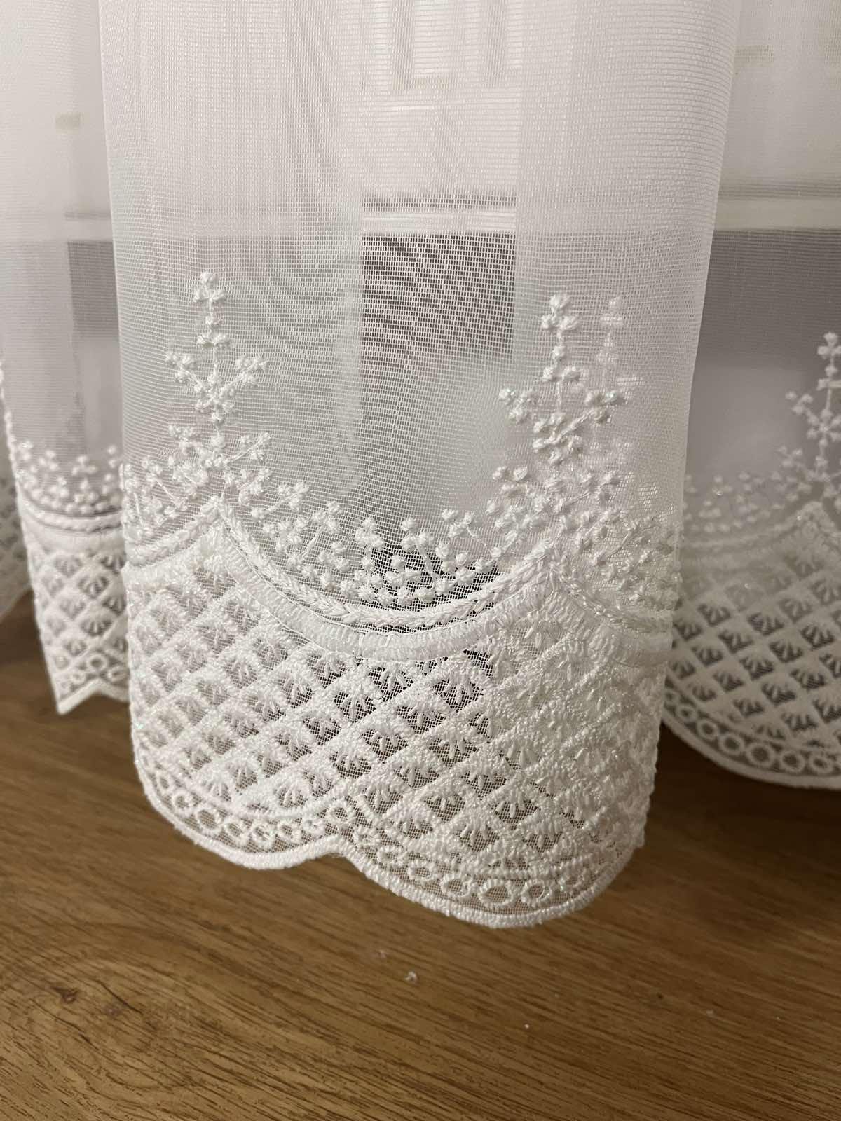 Тюль бамбук с вышивкой по низу 3х2,5 м 1 шт. Молочный (2969) - фото 5