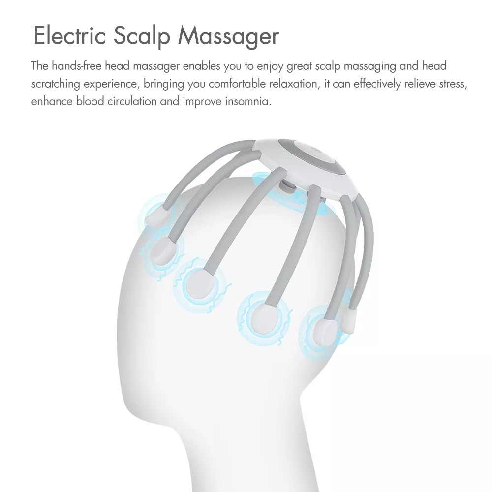 Электромасажер для головы Vibro Head Massager аккумуляторный Белый (e8889272) - фото 12
