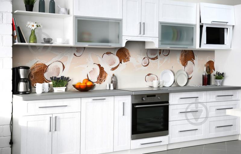 Скинали на кухню Zatarga «Кокосовое молоко» 600х2500 мм виниловая 3Д наклейка кухонный фартук самоклеящаяся