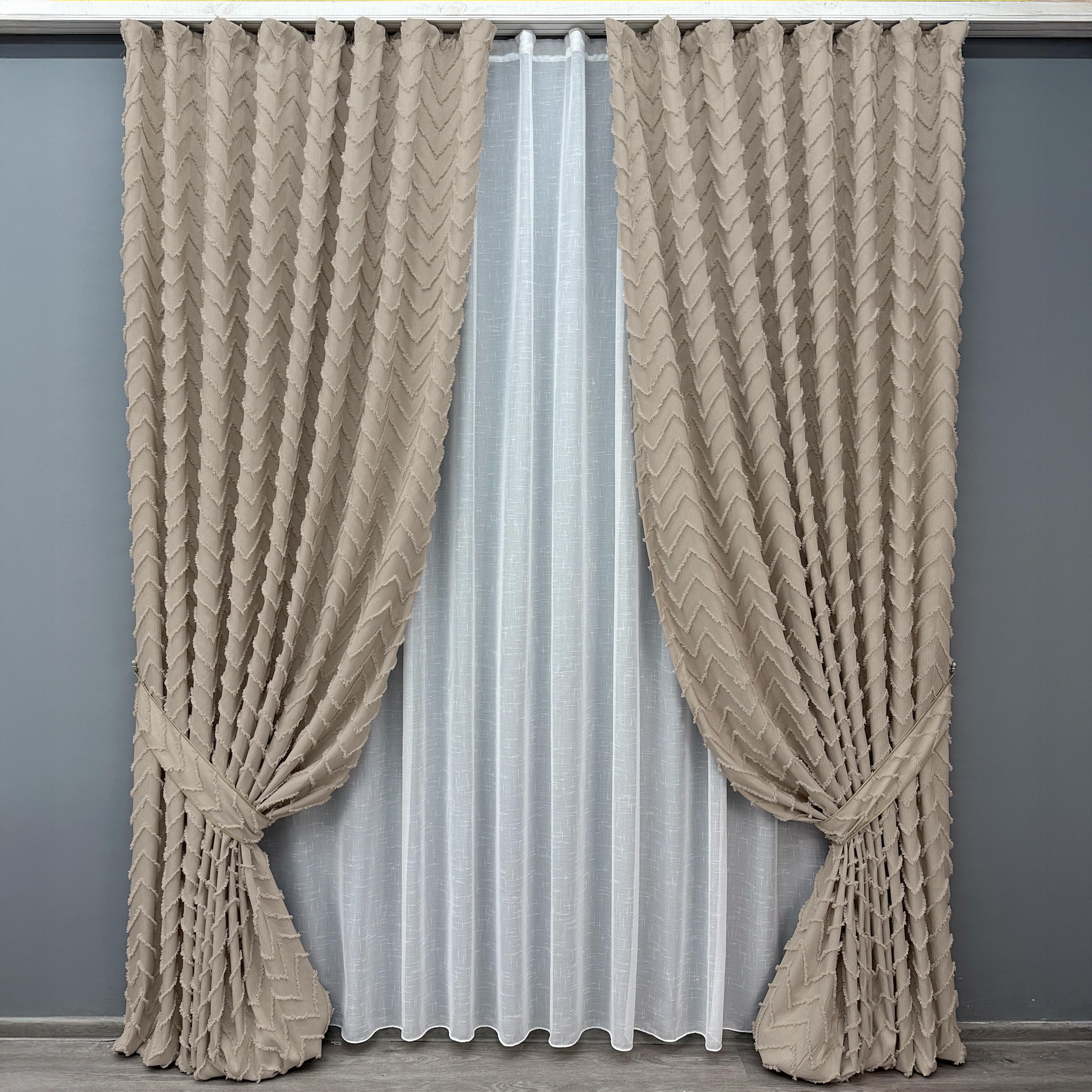 Комплект штор VR-Textil №1812ш Лен Букле 150х295 см 2 шт. Бежевый (33-0788)