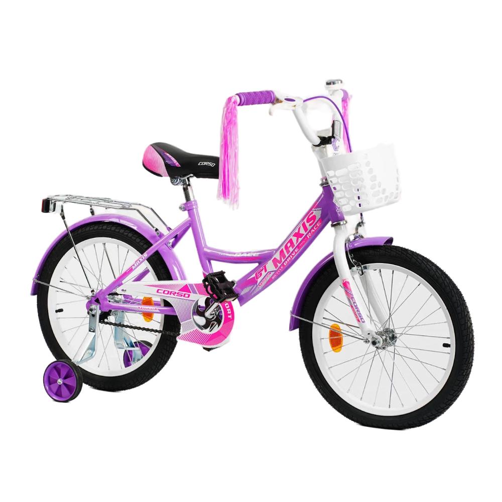 Велосипед детский Corso Maxis 18" с ручным тормозом и колокольчиком Violet (127917)