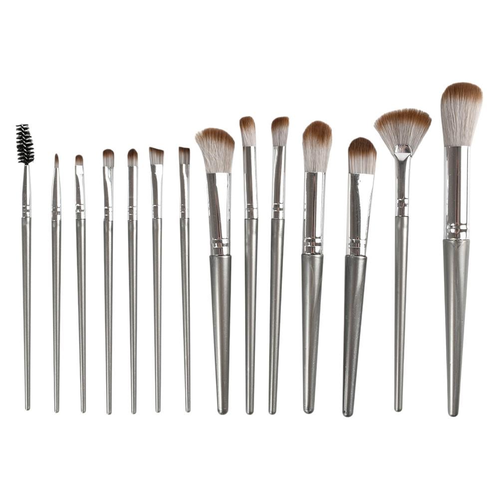 Набор кистей для макияжа R36963 14 шт. 24 см Серебристый (30835577)