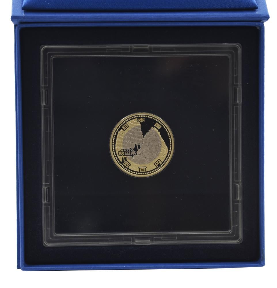 Коллекционная монета Япония 500 иен 2011 биметалл Proof Префектуры Акита в сувенирной упаковке (М21339)