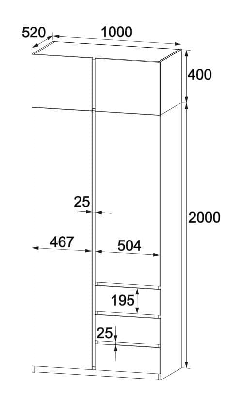 Шафа з антресоллю Мастер Форм Брайт 1000х520х2400 мм Дуб крафт сірий (21660) - фото 3