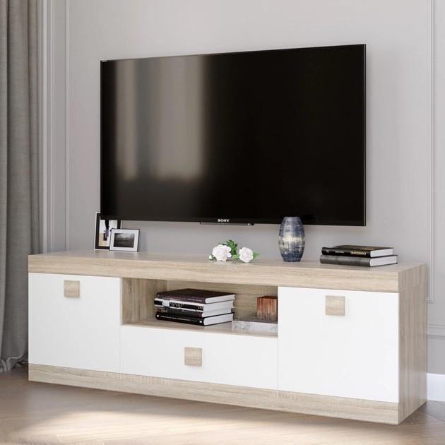 Тумба для ТБ Еверест Соната 1500 150х38х50 см Дуб сонома/Білий (ЕВ20206) - фото 2