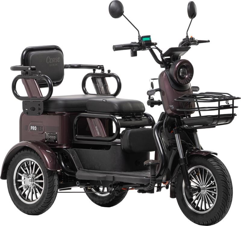 Электроскутер трехколесный Corso Protex MAX 1200W 72V 28Ah Коричневый Электроскутер трехколесный Corso Protex MAX 1200W 72V 28Ah Коричневый
