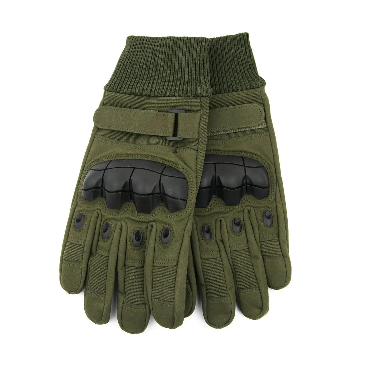 Перчатки с протектором на флисовой подкладке S Оливковый (23-17-32)