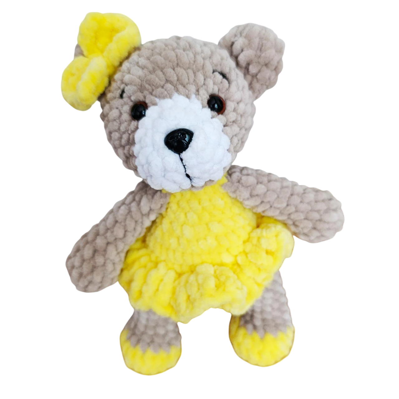 Плюшевий ведмедик ручної роботи Сірий/Жовтий (26889011) Плюшевий ведмедик ручної роботи Сірий/Жовтий (26889011)
