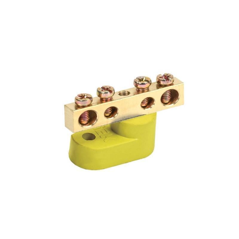 Шина заземления УЭК ШНЫ-6х9-4-У1-Ж 4 отверстия 6x9 мм медь на одном угловом изоляторе (YNN10-69-4C1-K05)