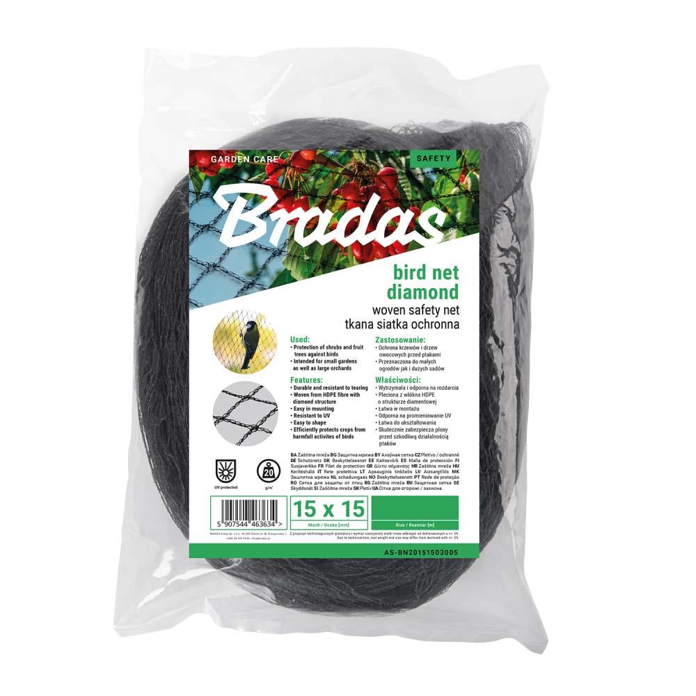 Сетка для защиты от птиц DIAMOND 20 г/м² тканая 15x15 мм 10 м x10 м (AS-BN20151510010)