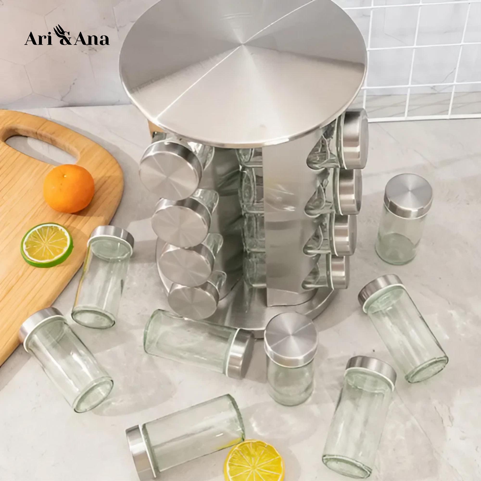 Набір баночок Ari/Ana для спецій на круглій обертовій підставці 16 скляних ємностей - фото 5 Набір баночок Ari/Ana для спецій на круглій обертовій підставці 16 скляних ємностей - фото 5