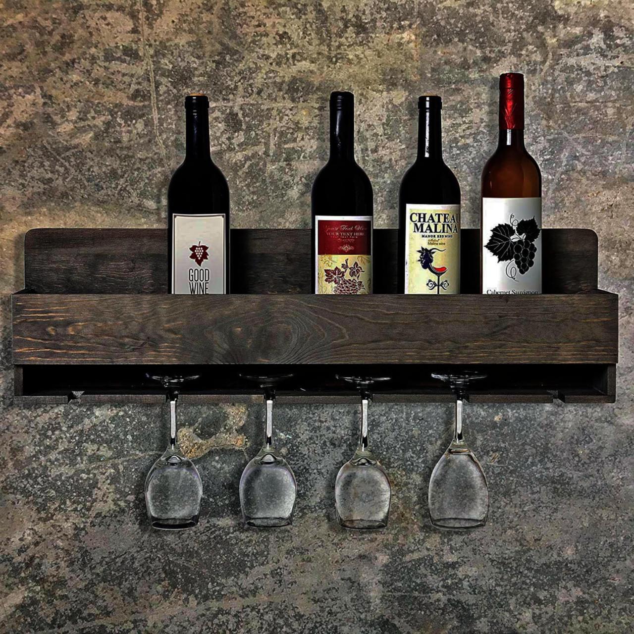 Полка для вина настенная из дерева Окахара Мокко (ПНК-017510)