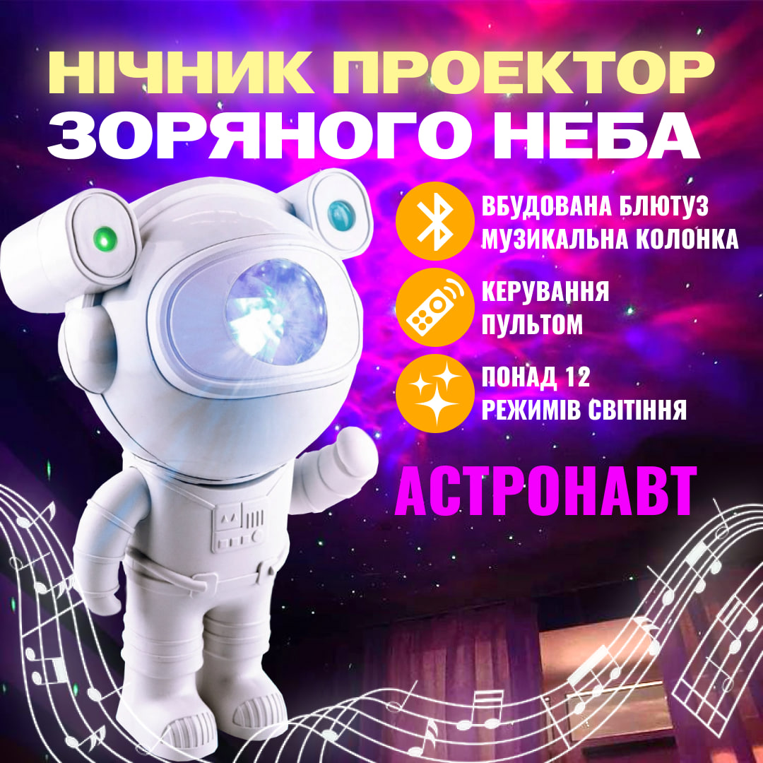 Нічник дитячий 3D Астронавт з Bluetooth/MP3 колонкою та пультом керування (b446d972) - фото 2