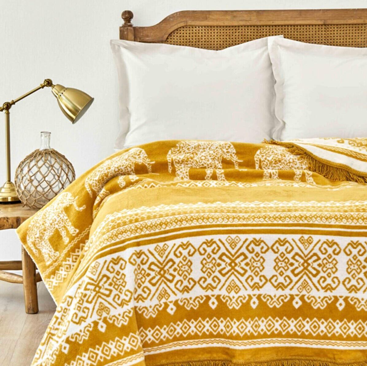 Плед Karaca Home Colmar евро 180х220 см Горчичный (12581659)