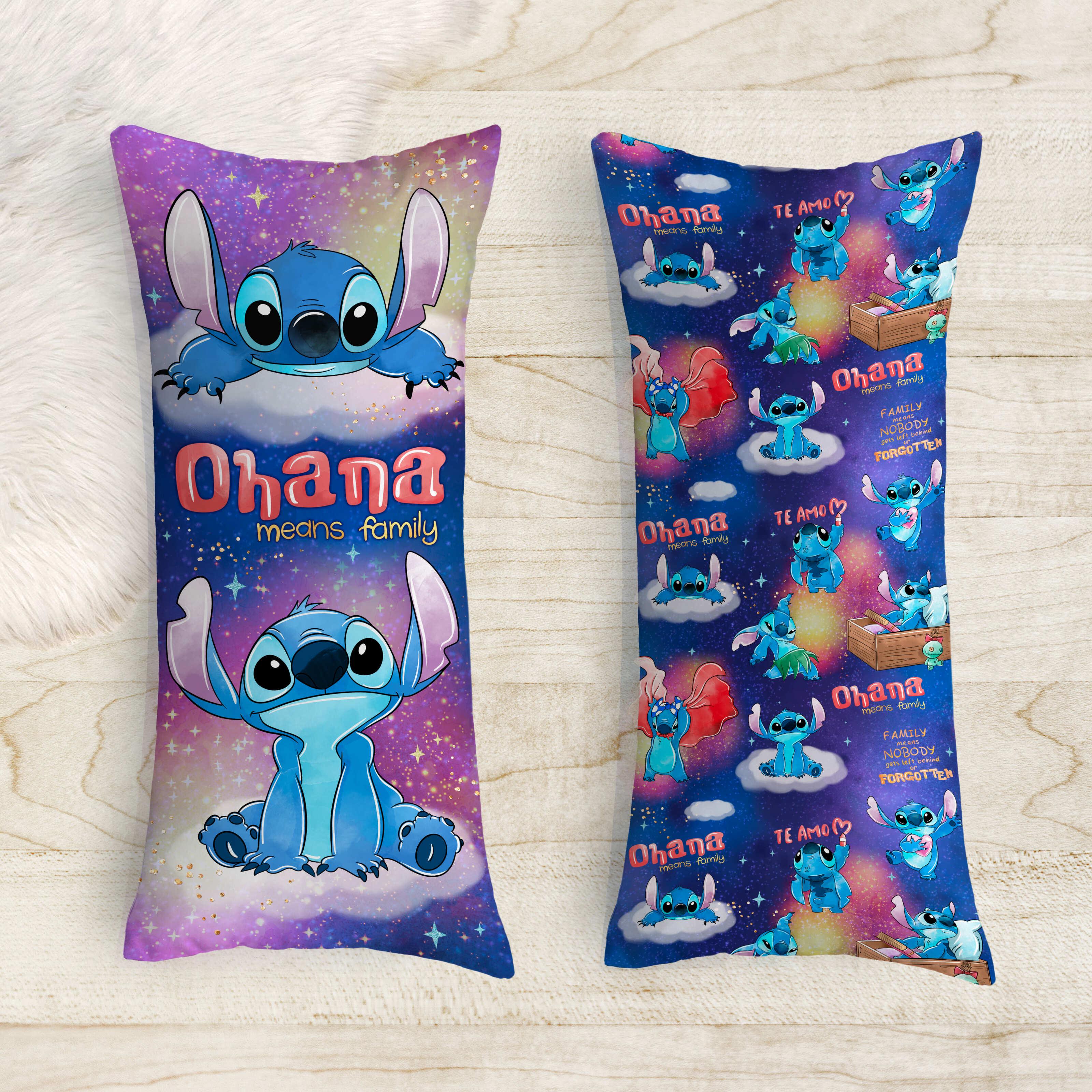 Подушка-обіймашка дакімакура дитяча Стіч на синьому фоні 40х100 см