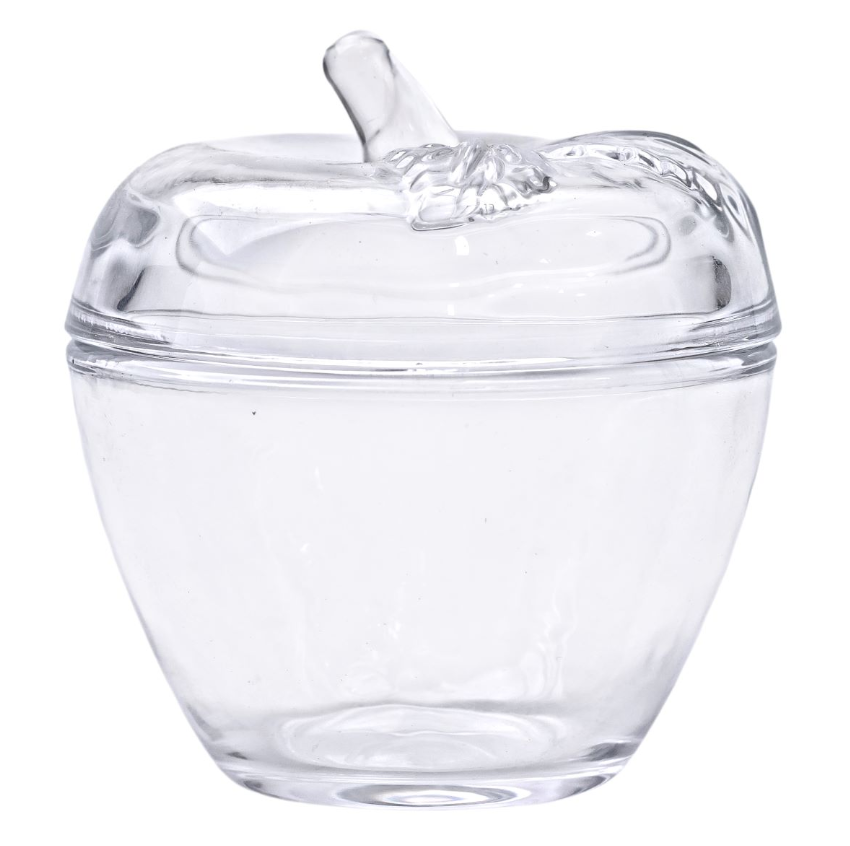 Конфетница в форме яблока стеклянная с крышкой Прозрачный (HP-4-101) - фото 2