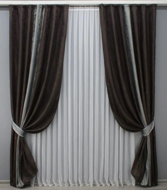 Комплект комбінованих штор 1,8х2,7 м 2 шт. Венге/Сірий (016дк/613-1015-613ш)