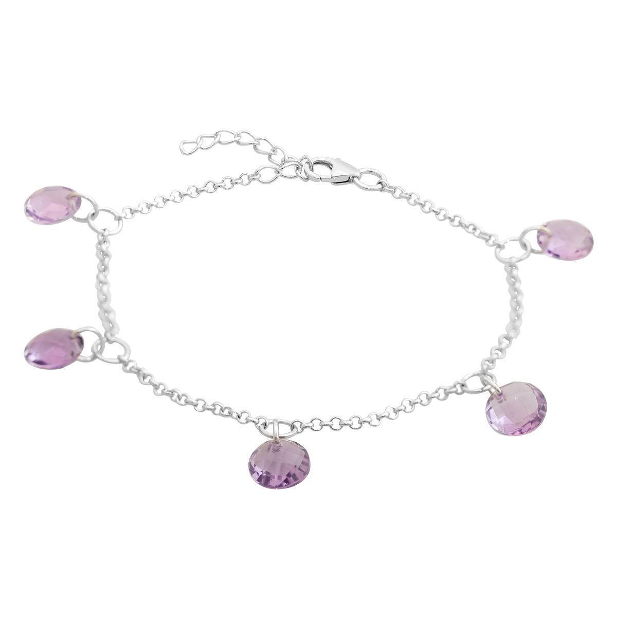 Браслет серебряный с натуральным аметистом 9,381 ct 3,71 г 17 см (2166696)