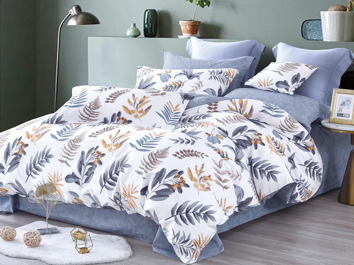 Комплект постільної білизни Ecotton Листя двоспальний 180х215 см Білий