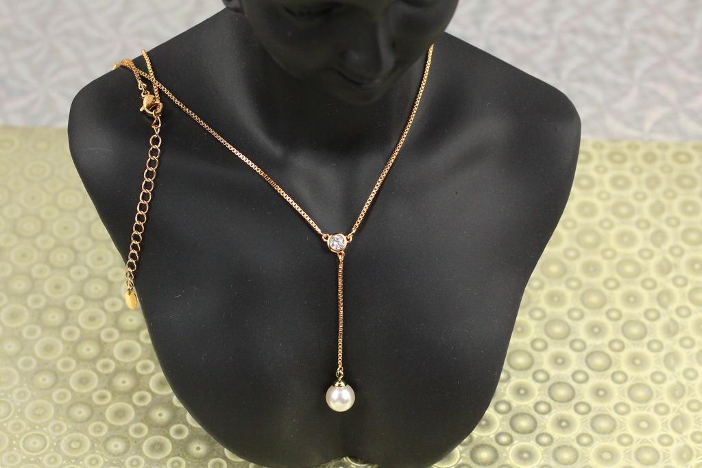 Цепь Xuping Jewelry с длинной подвеской с жемчужиной 46 см Золотистый (29694608)