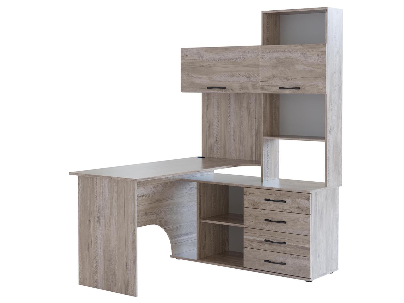 Компьютерный стол XDesk-14 многофункциональный с тумбой и надстройкой для кабинета и офиса правый Дуб клондайк (КСXD14